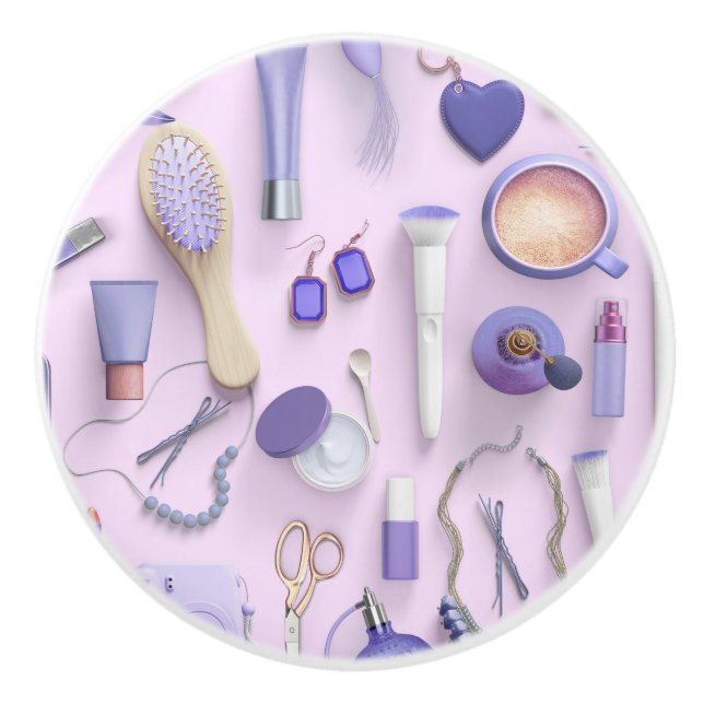 Lila Vanity-Tabelle Keramikknauf (Vorderseite)