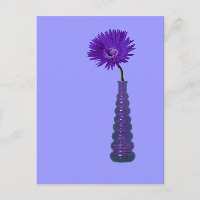 Lila Vase und Blume Postkarte (Vorderseite)