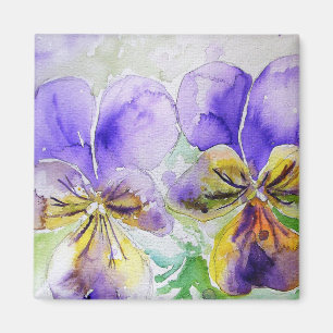 Lila Veilchen Blumen Aquarellmalerei Magnet