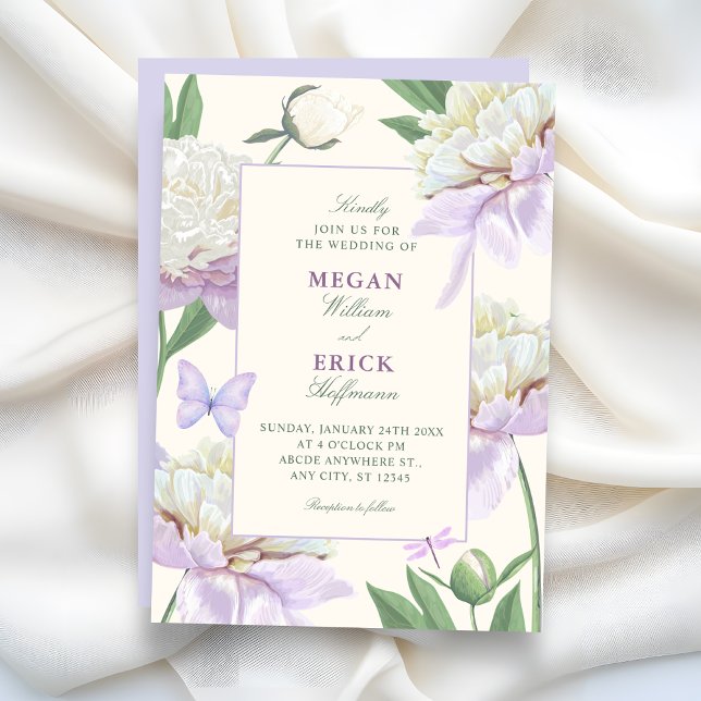 Lila Veilchen-Blumengarten-Hochzeit Einladung (Von Creator hochgeladen)