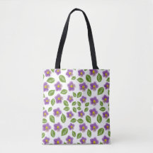 Lila-Veilchen-Blumenmuster-Canvas-Tasche – Kunst