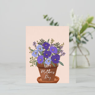 Lila Veilchen in einem Topf – Muttertagsblumen Folien Feiertagspostkarte