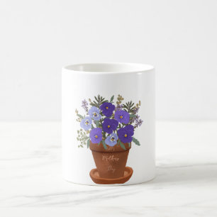 Lila Veilchen in einem Topf – Muttertagsblumen Kaffeetasse