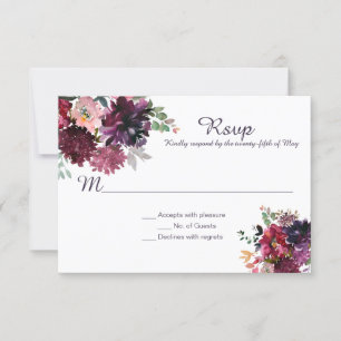 Lila Veilchen Pflaume Pink Mauve Rot Greenery RSVP Karte