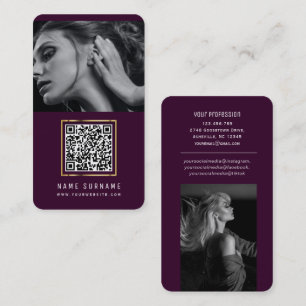 lila Vernetzung der sozialen Medien QR-Fotos Busi Visitenkarte