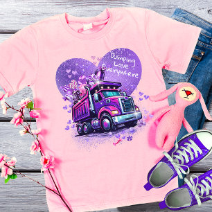 Lila verrunkener Kippwagen Valentinstag T-Shirt
