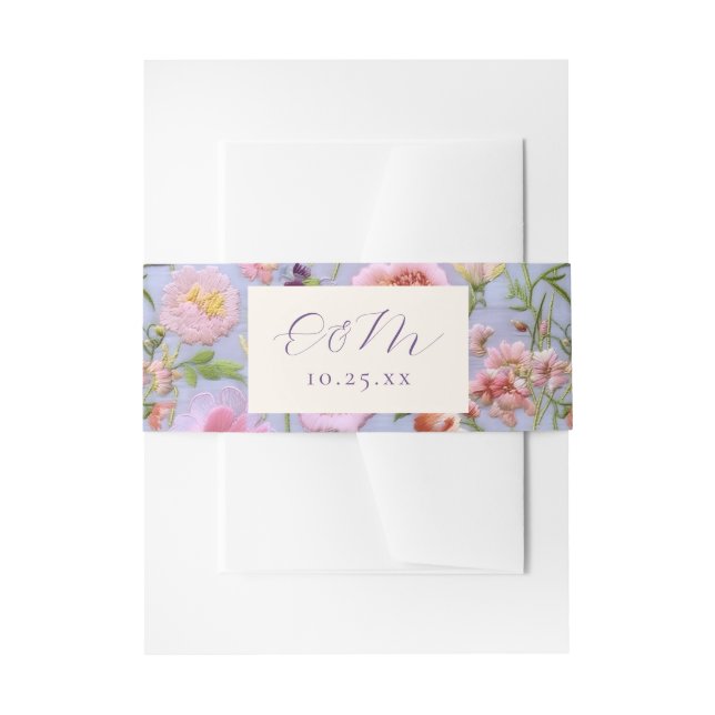 Lila verstickte Floral Einladungsbanderole (Vorderseite Beispiel)