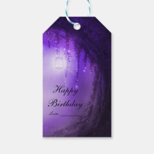 Lila verzauberter Wald Fantasy-Hochzeitsgeschenk Geschenkanhänger