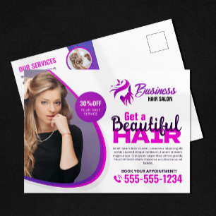 Lila Vibrante Haarstylist Salon Schönheit Make-up Postkarte