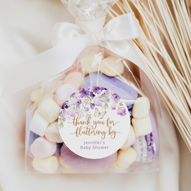 Lila vielen Dank für das Fluttering durch Runder Aufkleber (Von Creator hochgeladen)