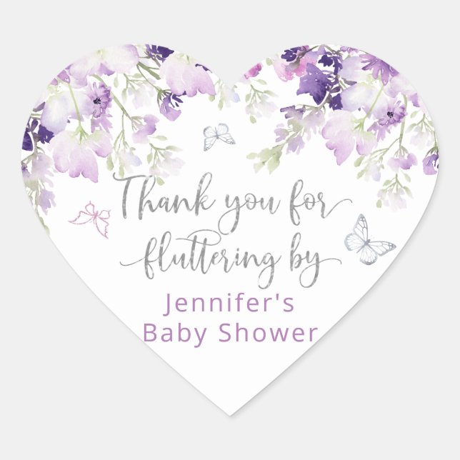 Lila vielen Dank für das Fluttering von Classic Herz-Aufkleber (Vorderseite)