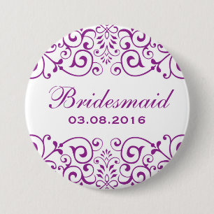 Lila Viktorianische Blume Bridesmaid-Schaltfläche Button