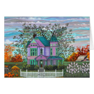 Lila Viktorianische Pumpkins Wagon Fall Trees