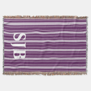 Lila Viktorianischer Streifen mit Monogramm Decke