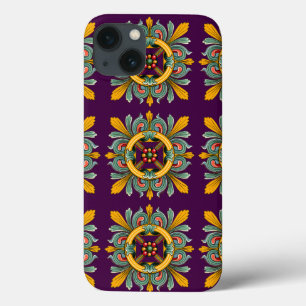 Lila viktorianisches Fliesendesign iPhone 13 Hülle