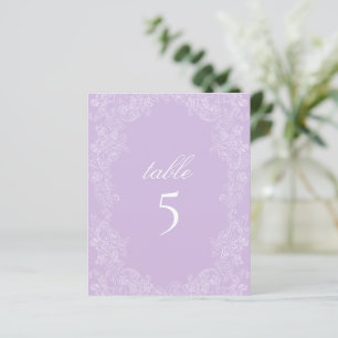 Lila viktorianisches Hochzeitstisch-Nummernschild