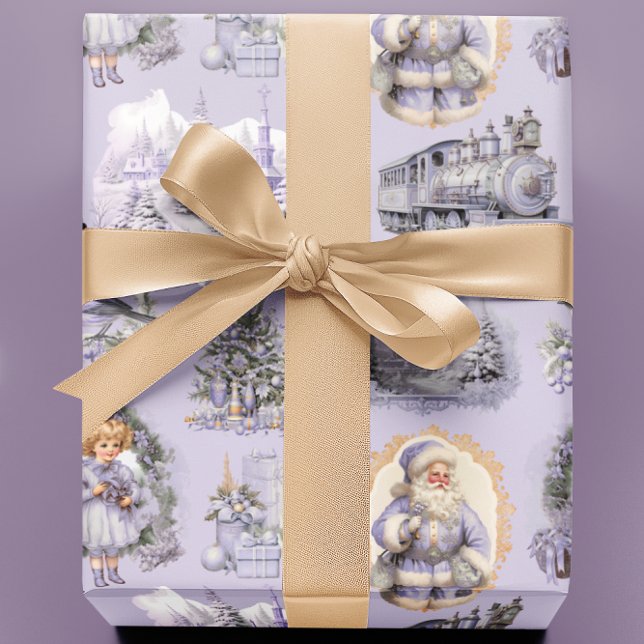 Lila Viktorianisches Weihnachtswrapping-Papier Geschenkpapier (Von Creator hochgeladen)