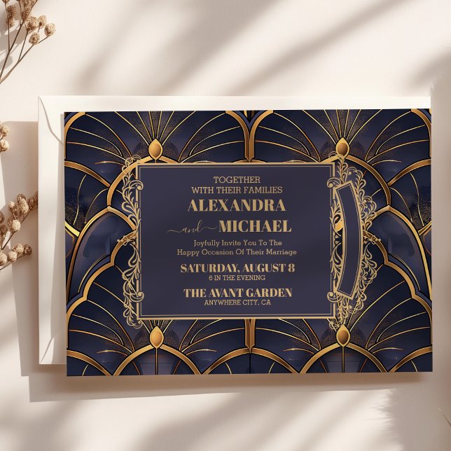 Lila Vintage Art Déco Hochzeit Einladung (Von Creator hochgeladen)