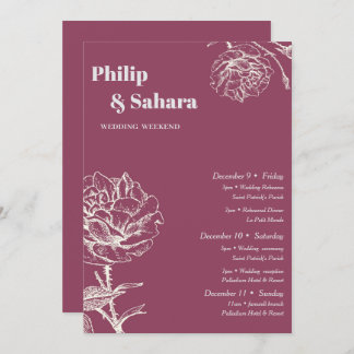 Lila Vintage Blume Hochzeitsreise Einladung
