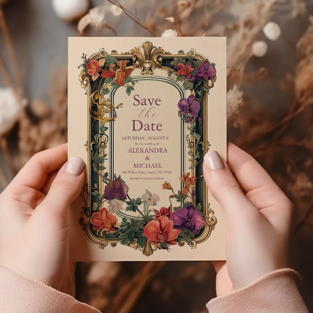 Lila Vintage Blumenhochzeit Save The Date (Von Creator hochgeladen)