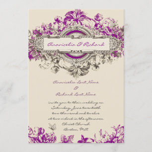 Lila Vintage Blumenzwiebeleinladung Einladung