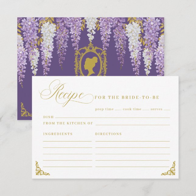 Lila Vintage Brautparty Rezept-Karte Begleitkarte (Vorne/Hinten)