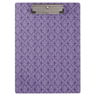 Lila Vintage-Damask-Ornament-Textilmuster Klemmbrett