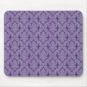 Lila Vintage-Damask-Ornament-Textilmuster Mousepad