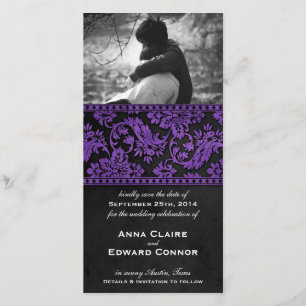 Lila Vintage-Damask-Sparklace Save the Date