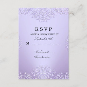 Lila Vintage Damast RSVP Karte
