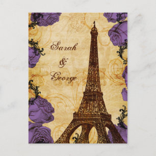 lila vintage Eiffelturm Paris danke Postkarte