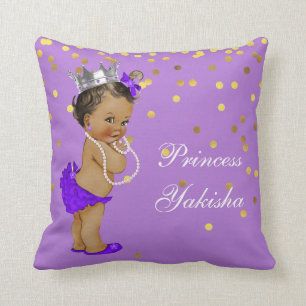Lila Vintage Ethnic Princess Baby Gold Confetti Kissen