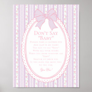 Lila Vintage Fancy Blumenmuster Sag-nicht-Baby-Spi Poster