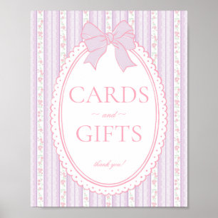 Lila Vintage Fancy Floral Karte & Geschenke Schild