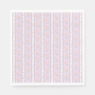 Lila Vintage Fancy Floral Party Dessert Serviette