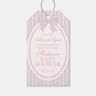 Lila Vintage Fancy Florale Babyparty Geschenke Geschenkanhänger