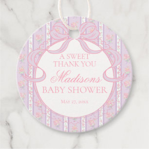 Lila Vintage Fancy Florales Babyparty-Kreis Geschenkanhänger