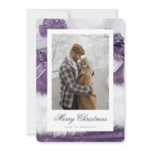 Lila Vintage Geschenkgutschnee Foto Weihnachtskart