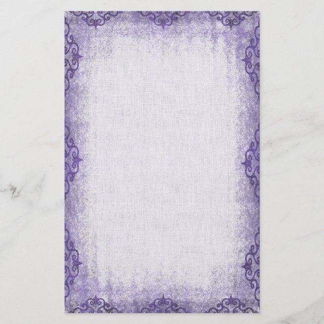 Lila Vintage Grunge Border Briefpapier (Vorderseite)