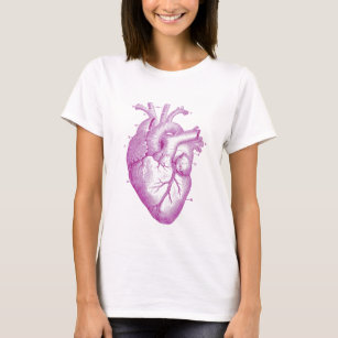 Lila Vintage Herz-Anatomie T-Shirt