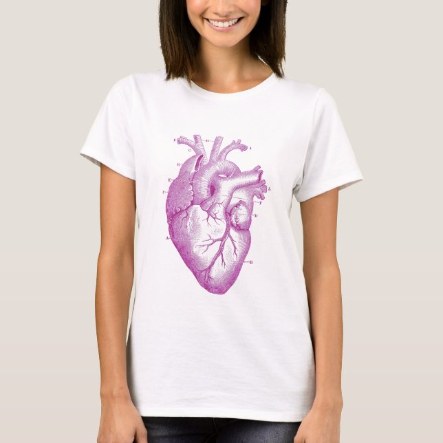 Lila Vintage Herz-Anatomie T-Shirt (Vorderseite)