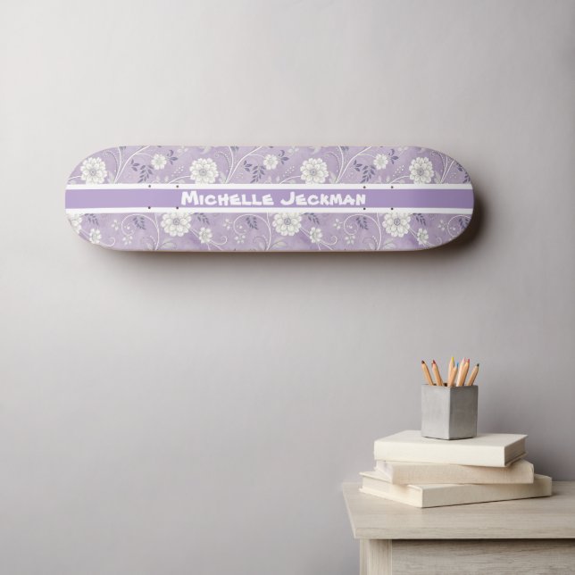 Lila Vintage Individuelle Name-Skateboard Skateboard (Wandkunst (Horz))