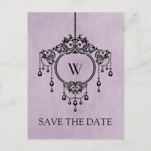 Lila Vintage-Kronleuchter Save-the-Date-Postkarte Ankündigungspostkarte