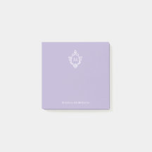 Lila Vintage Monogramm Name Ornamentiertes Wappen 