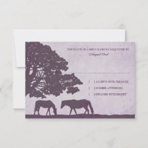 Lila Vintage Pferdefarm Wedding rsvp Karte