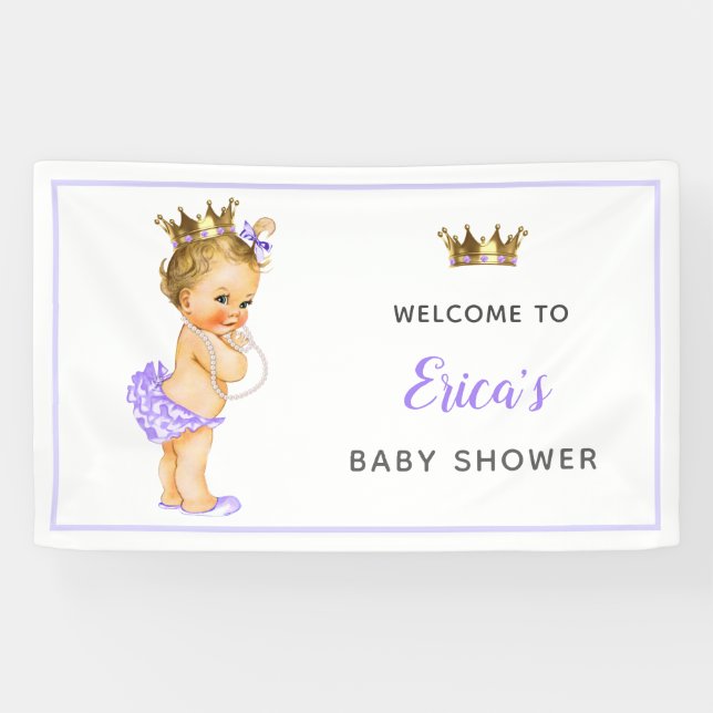 Lila Vintage Princess Babydusche Hintergrund Banner (Horizontal)