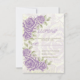 Lila Vintage Rose Hochzeit RSVP Antwortkarte Karte