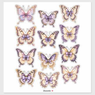 Lila Vintage-Schmetterling-Ephemera-Aufkleberbogen Aufkleber