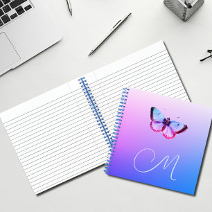 lila vintage Schmetterling in rosa lila Notizbuch