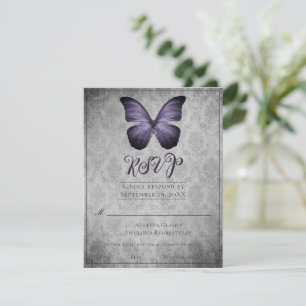 Lila Vintage Schmetterlingsmaske Hochzeit UAWG RSVP Karte